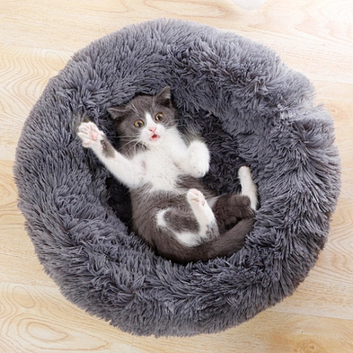 Cheap Calming Plush Good Quality Pet Donut Dog Bed for Dog Cute Fluffy Soft Cat Bed