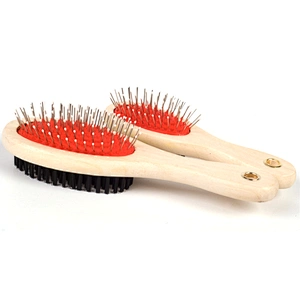 Wholesale dog hair grooming comb for dogs with wooden handle dual-purpose open-knot comb for large dogs