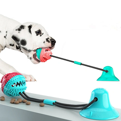 Durable Feed Dog Teeth Cleaning Toys Interactive Designer Rubber Suction Cup Dog Chew Toy