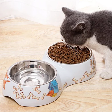 Custom Pet Food Bowl Feeder Eco Friendly Stainless Steel Double Elevated Dog Bowl