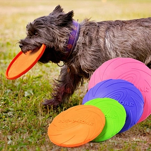 Bite resistant soft rubber pet toys dog toy interactive flying disc