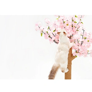 Vertical Cat Scratcher Tree Cherry Blossom Cat Scratching Post With Sisal Rope