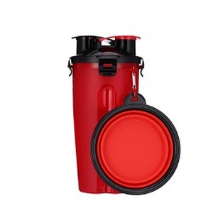Wholesale Travel Pet Water And Food Bottle 2 In 1 Plastic Portable Dog Water Bottle With Bowl