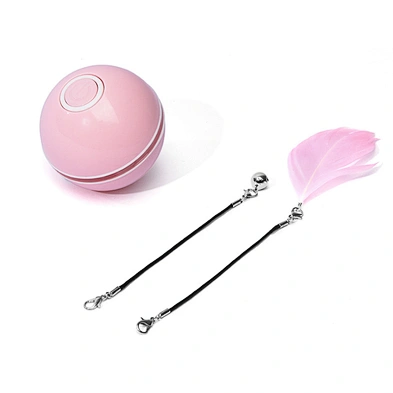 USB charging smart random ball for cat colorful rolling ball with ferthers funny cat ball toy