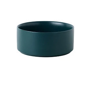 Wholesale ceramic pet food bowl elevated luxury designed dog ceramic bowl with bamboo shelf