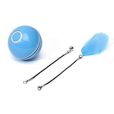 USB charging smart random ball for cat colorful rolling ball with ferthers funny cat ball toy