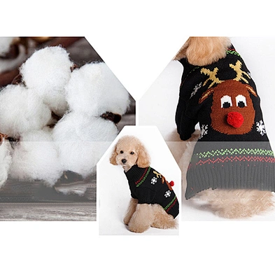 New Year Pet Dog Sweater Vest Clothes Wholesale Winter Warm Soft Christmas Dog Clothes