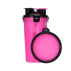 Wholesale Travel Pet Water And Food Bottle 2 In 1 Plastic Portable Dog Water Bottle With Bowl