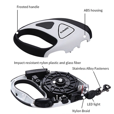 Led Retractable Dog Leash With Light