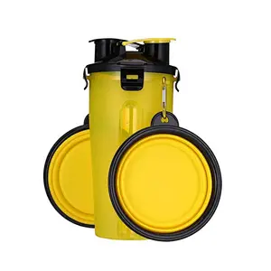 Wholesale Travel Pet Water And Food Bottle 2 In 1 Plastic Portable Dog Water Bottle With Bowl