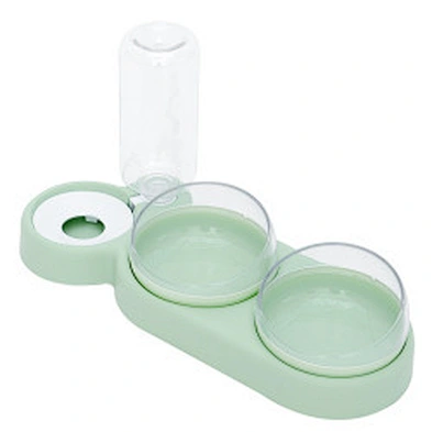 Elevated Plastic Pet Bowl Designed Double Dog Food Bowl With Water Bottle