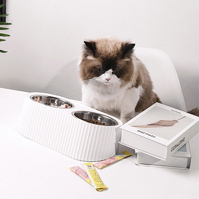 Stainless steel dog bowl wholesale sublimation elevated double pet cat dog food bowl