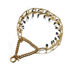 Hot Gold Chain Dog Collar Adjustable Stainless Steel Dog Prong Training Collar With Comfortable Rubber Tips
