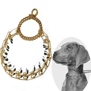 Hot Gold Chain Dog Collar Adjustable Stainless Steel Dog Prong Training Collar With Comfortable Rubber Tips