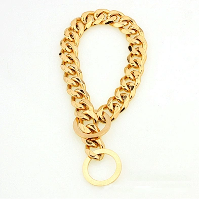 15mm 316L Stainless Steel Gold Dog Collar Luxury Cuban Link Gold Chain Dog Collar