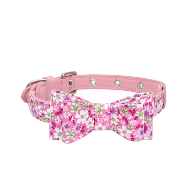Holiday Adjustable Christmas Leather Bow Dog Collar With Bow Tie