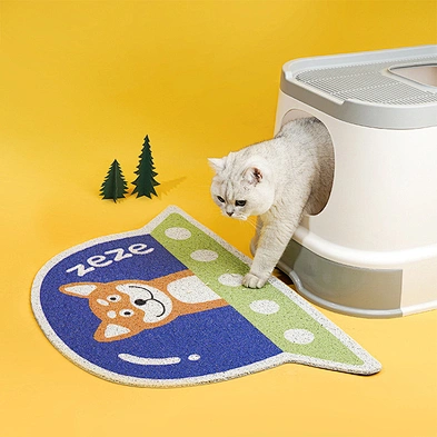 High Quality PVC Cat Litter Mat Waterproof Non-Slip Underside Easy To Clean Pet Mat Cute Cat Litter Mat