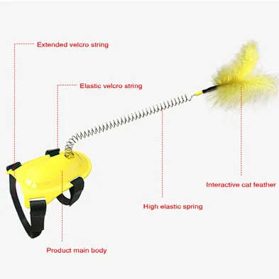 Factory directly sell cat spring feather toy set pack cat toy set