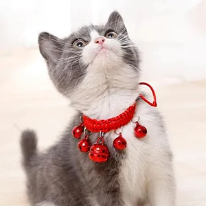 Cheap pet dog necklace safety personalized cat necklace collar with bells