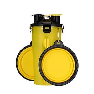 Wholesale Travel Pet Water And Food Bottle 2 In 1 Plastic Portable Dog Water Bottle With Bowl