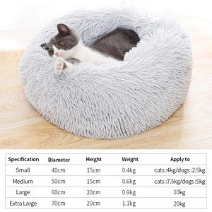 Cheap Calming Plush Good Quality Pet Donut Dog Bed for Dog Cute Fluffy Soft Cat Bed