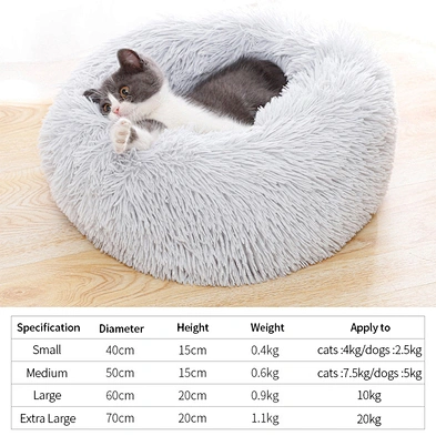 Cheap Calming Plush Good Quality Pet Donut Dog Bed for Dog Cute Fluffy Soft Cat Bed