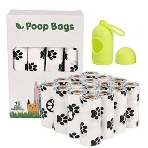 Amazon Hot Sale Pet Garbage Bag Dog Paw EPI high quality  degradable plastic dog poop bags