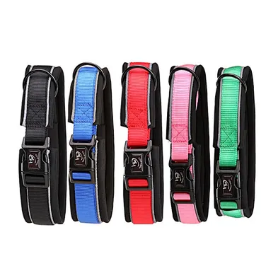 Customized Logo Nylon Pet Collar Waterproof Comfortable Padded Dog Collar With Reflective Strip