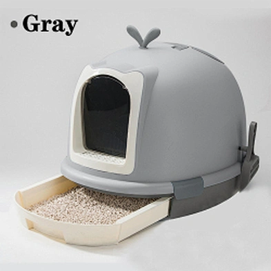 Wholesale luxury cat litter box toilet door with drawer cleaning cat toilet box