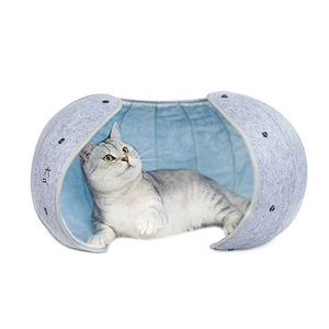 New Design Cat Tunnel Bed Cave Foldable And Washable Luxury Felt Cat Bed