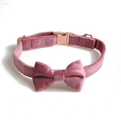 New Cat Pet Collar Adjustable Designer Personalized Velvet Dog Collar And Leash Set With Bow