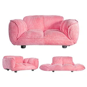 Luxury Orthopedic Dog Bed Sofa PU Leather Designer Foldable Raised Large Dog Beds