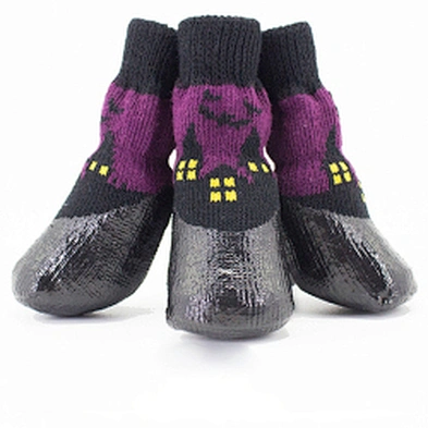 Anti Slip Cartoon Waterproof Dog Walking Socks Silicone Pet Dog Winter Boots Shoes