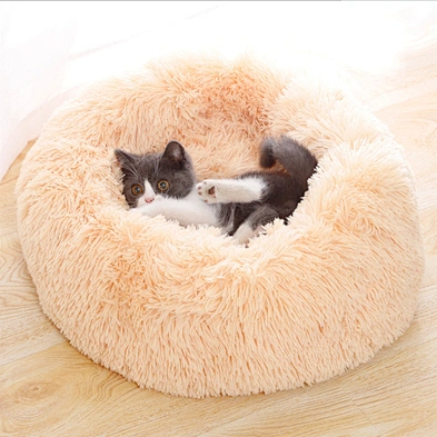 Cheap Calming Plush Good Quality Pet Donut Dog Bed for Dog Cute Fluffy Soft Cat Bed