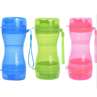 Hot Sale High Quality Pet Dog Bottle 2 in 1 Portable Outdoor Pet Food Water Bottle For Small Large Dogs and Cats