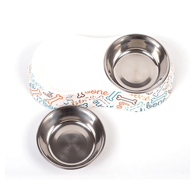 Hot sale cat dog pet bowl with stainless Steel double bowls