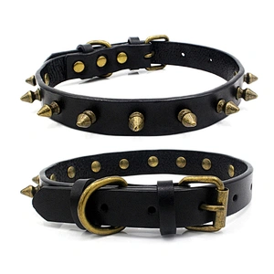 Wholesale Dog Collar Adjustable Waterproof Luxury Spiked Leather Dog Collar With Rivet