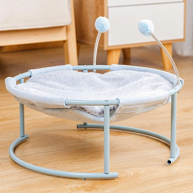 Winter suspended cat bed with plush iron frame cat hammock cat bed with spring hair ball toy