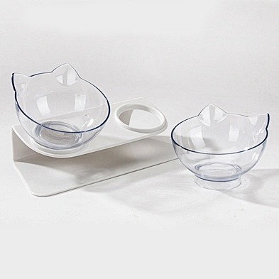 Hot sale tilting cat food bowl pet double bowl adjustable cat bowl