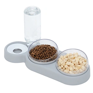 Elevated Plastic Pet Bowl Designed Double Dog Food Bowl With Water Bottle