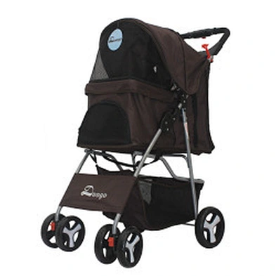 4 Wheels Pet Dog Jogger Stroller One-Click Folding Travel Pet Carrier Trolley Stroller For Dogs