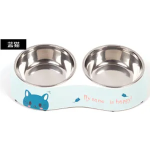 Hot sale cat dog pet bowl with stainless Steel double bowls