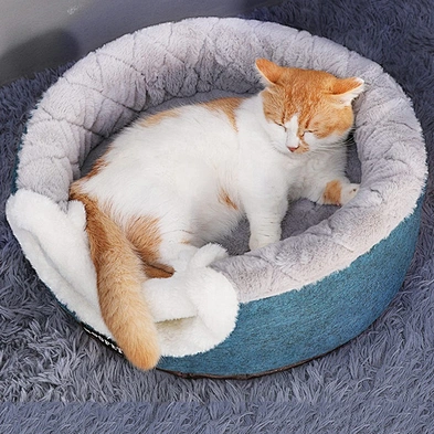 Wholesale Two Way Use Comfortable Warm Pet Bed Soft Round Cat Puppy Bed