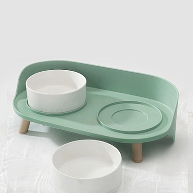 Wholesale dog double bowl anti-tipping cat food bowl ceramic pet bowl