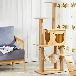 Large Cat Tree Tower Wooden Luxury Big Cat Tree House For Cats