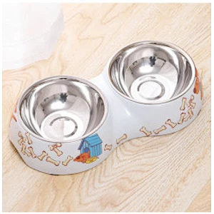 Custom Pet Food Bowl Feeder Eco Friendly Stainless Steel Double Elevated Dog Bowl