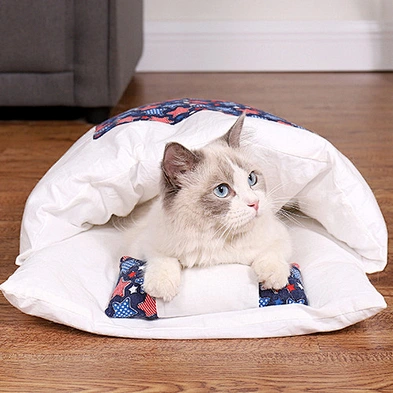 Japanese cat bed cat sleeping bag removable and washable pet bed for winter