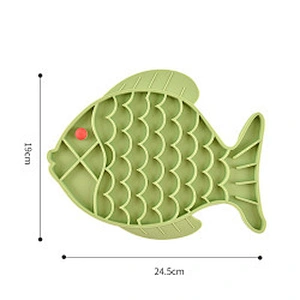 Pet Cat Dog Lick Mat Interactive Fish Shape Silicone Slow Feeder Dog Bowl