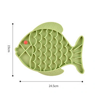 Pet Cat Dog Lick Mat Interactive Fish Shape Silicone Slow Feeder Dog Bowl
