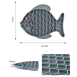 Pet Cat Dog Lick Mat Interactive Fish Shape Silicone Slow Feeder Dog Bowl